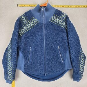 Free People Jacket Womens Small Blue FP Movement Sherpa Fleece Full Zip